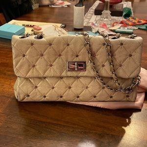 Chanel white crackle leather bag
